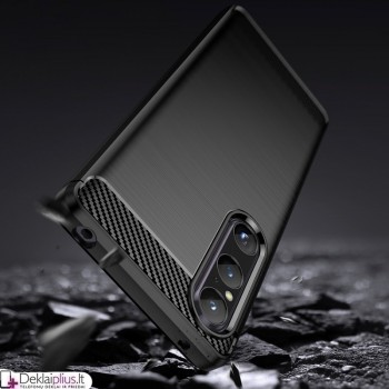 Carbon guminis dėklas - juodas (Sony Xperia 1 V) Carbon guminis dėklas - juodas (Sony Xperia 1 V)